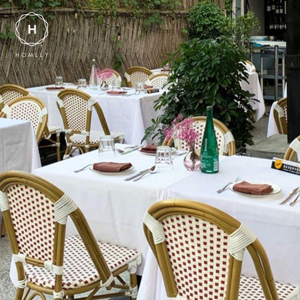 HOMLLY Франсуа Французский Ротанг Уличный Бистро Обеденный Патио Балкон Стул (X2ШТ)