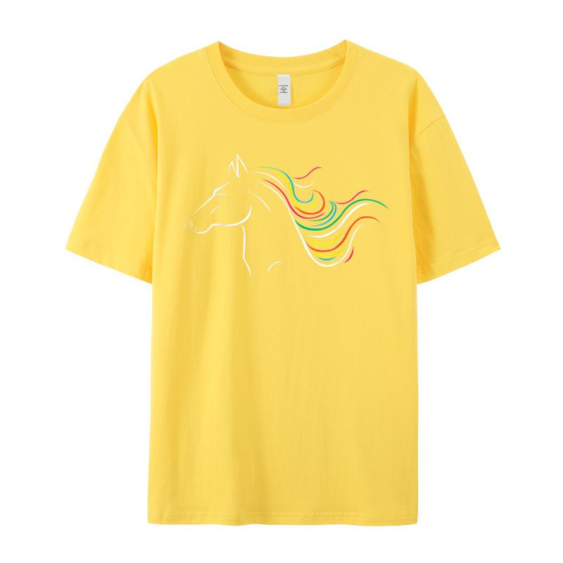 Crazy Short Sleeve Tees Christmas Crew Neck Premium Cotton Unisex T Shirts Horse Art T Shirt Equestrian Crazy Tshirts Classic