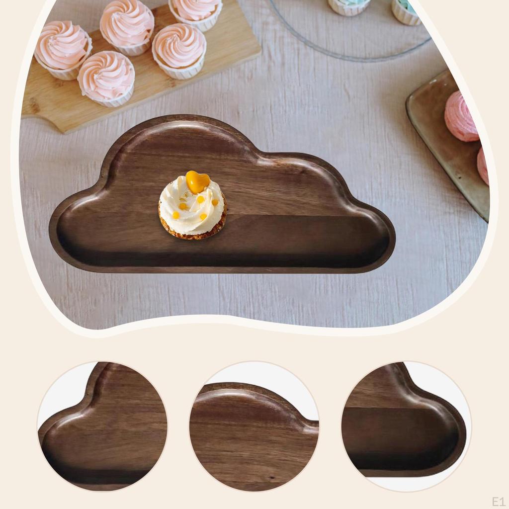 Wood Serving Tray Dried Fruit Plate Food Dish for Cupcake
