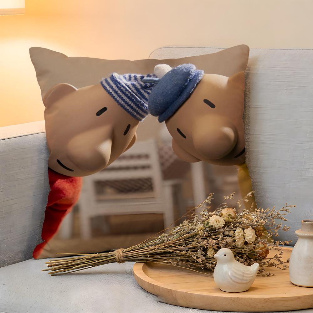 Cushion Cover Linen SkinFriendly Soft Decorative Case For Sofa Home Decor Kwaii Cartoon PPat MMat Anime Pillow cover