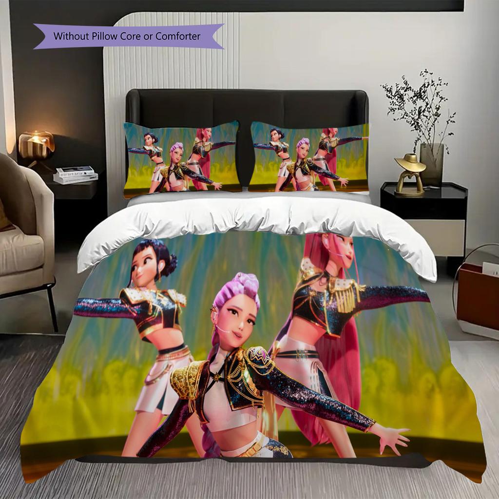 Fantasy Warriors Unite Bedding (1 * duvet cover + 2 * pillowcase, without core) 2D Flat Soft and comfortable Duvet cover and pillowcase