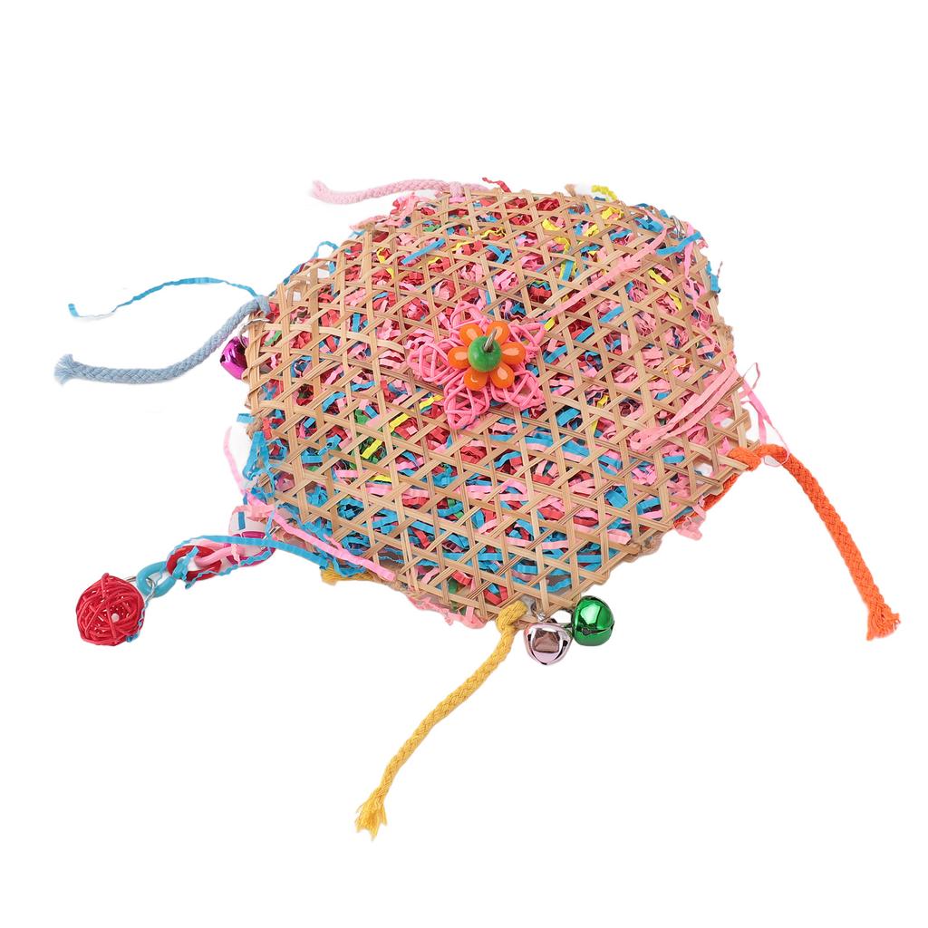 Parrot Chew Toy Bamboo Cage Hanging Toys Bird Shredding Foraging Toys for Finches Lovebirds Conures