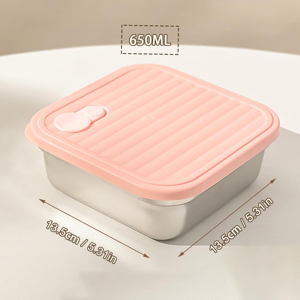 WORTHBUY 304 Stainless Steel Lunch Box With Lid Portable Fruit Salad Food Container Stackable Leak Proof Bento Box For Student