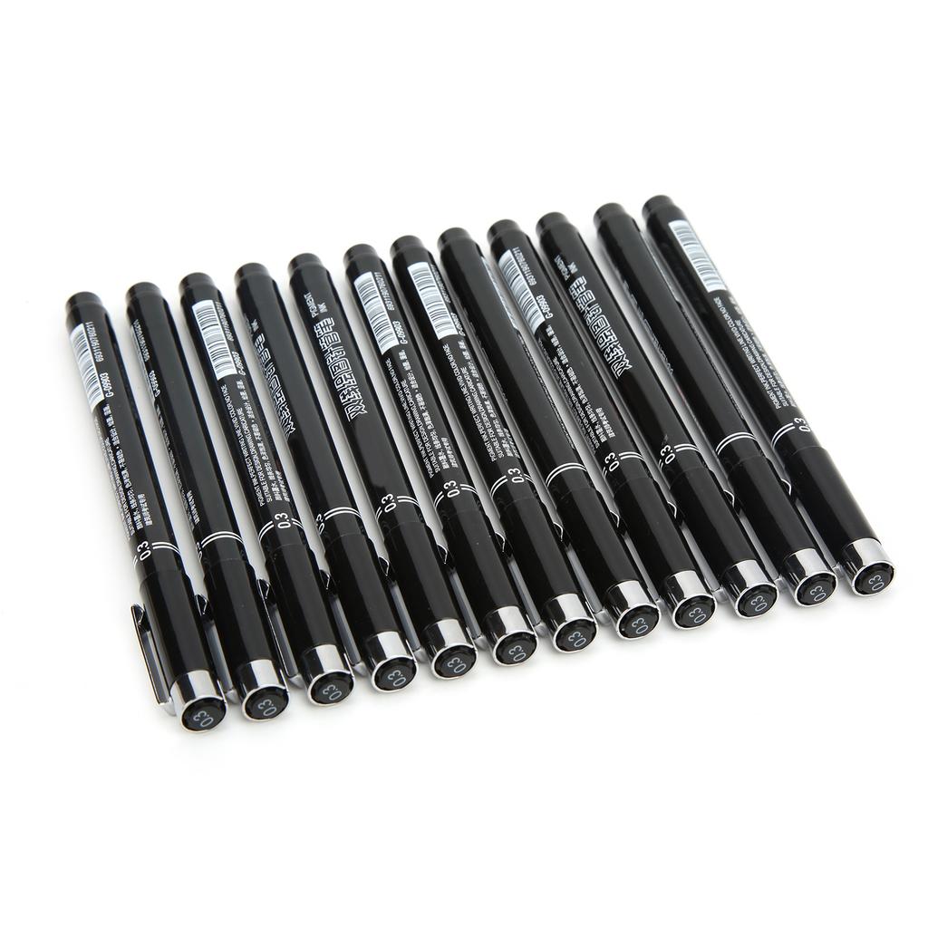 12 шт. Ручка для рисования линий, пишет гладко, хорошо водостойкая, не выцветает, не оставляет пятен, не кровоточит, тонкие ручки для