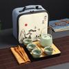 Portable Ceramic Teaware Set with Bag, Teapot Travel Teaware, Gaiwan Tea Cups of Tea Ceremony, Chinese Kung Fu Teaset