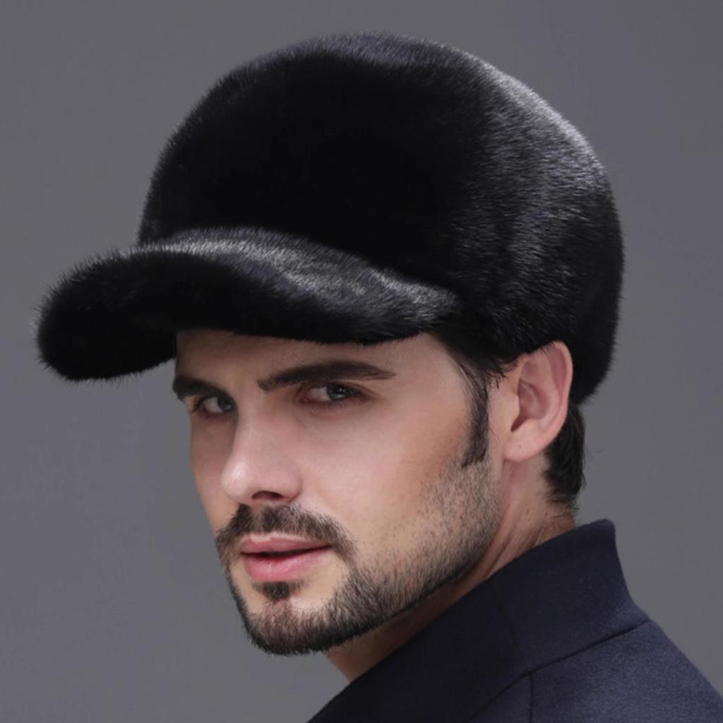 Mink Hat Men's Middle-aged and Elderly Mink Cap Winter Outdoor Warm Fur Cotton Hat Whole Mink Baseball Cap