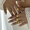 Vintage Gold Color Starfish Shell Rings for Women Stainless Steel Ocean Series Flower Stars Whale Adjustable Finger Ring Jewelry