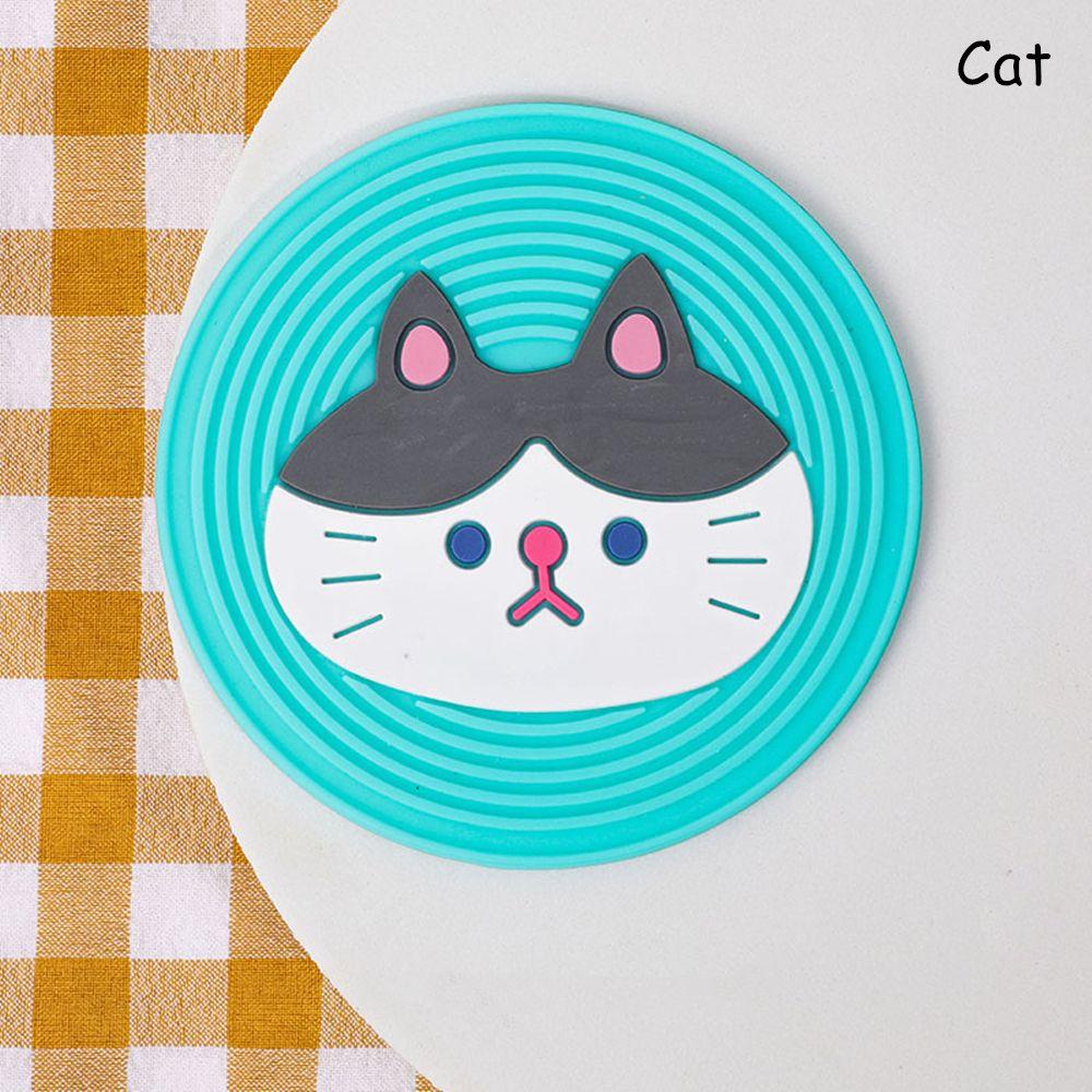 Cartoon Cat Shaped Tea Mat Cup Holder Mat Coffee Drinks Drink Silicon Coaster Hot Drink Stand Insulated Pad Kitchen Accessories