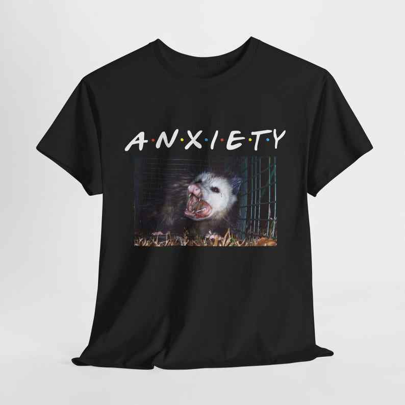 Anxiety Opossum T-Shirt tshirt unisex mens womens tops tee 100% cotton