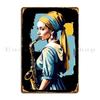 Vintage Pearl Earrings Art Funny Saxophone Jazz Metal Sign Plaques Wall Decor Design Customize Cinema Garage Tin Sign Poster