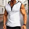 Summer Men's Loose Sports Fitness Sleeveless Hooded Cotton Polo Shirt
