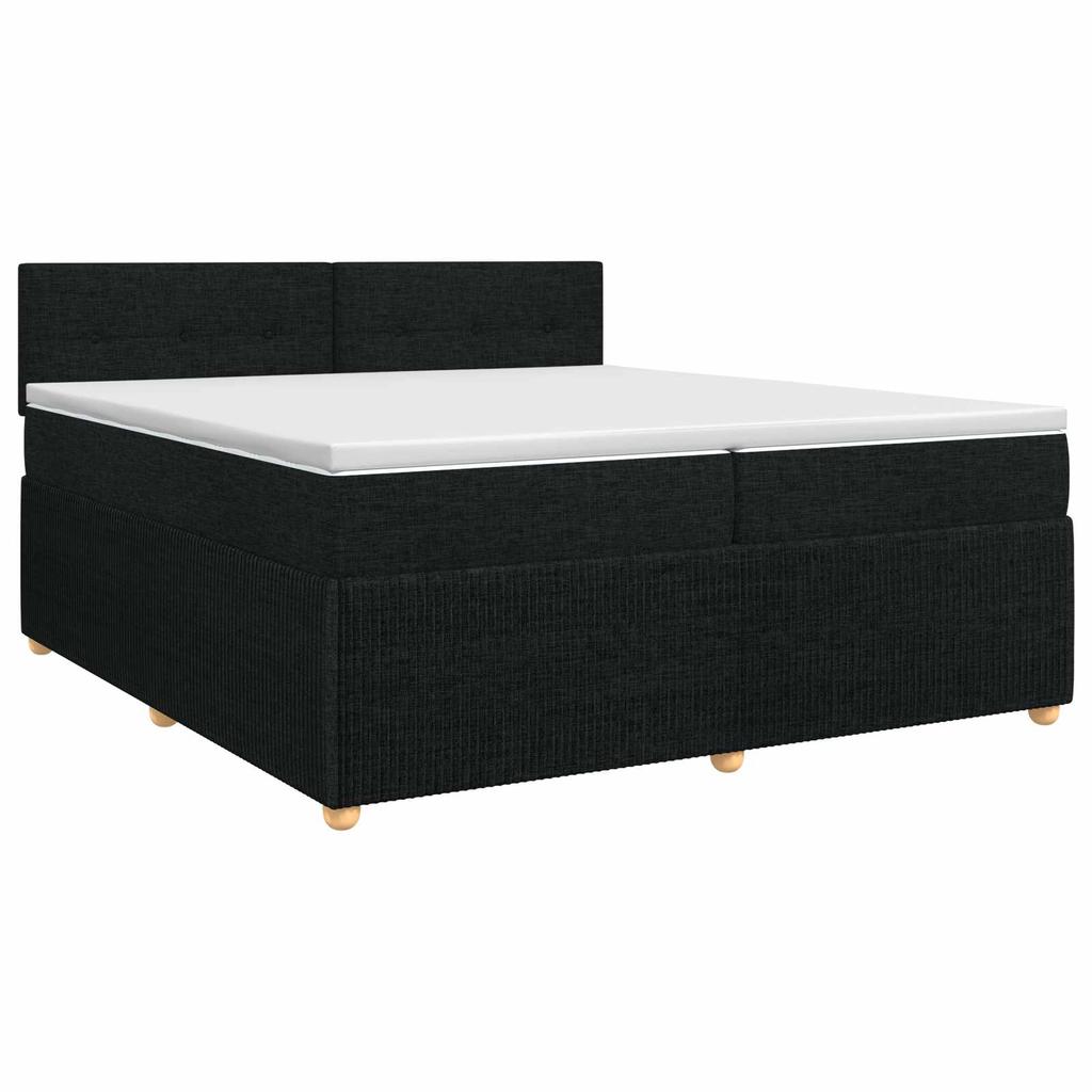 Box Spring Bed with Mattress Black 200 x 200 cm Fabric