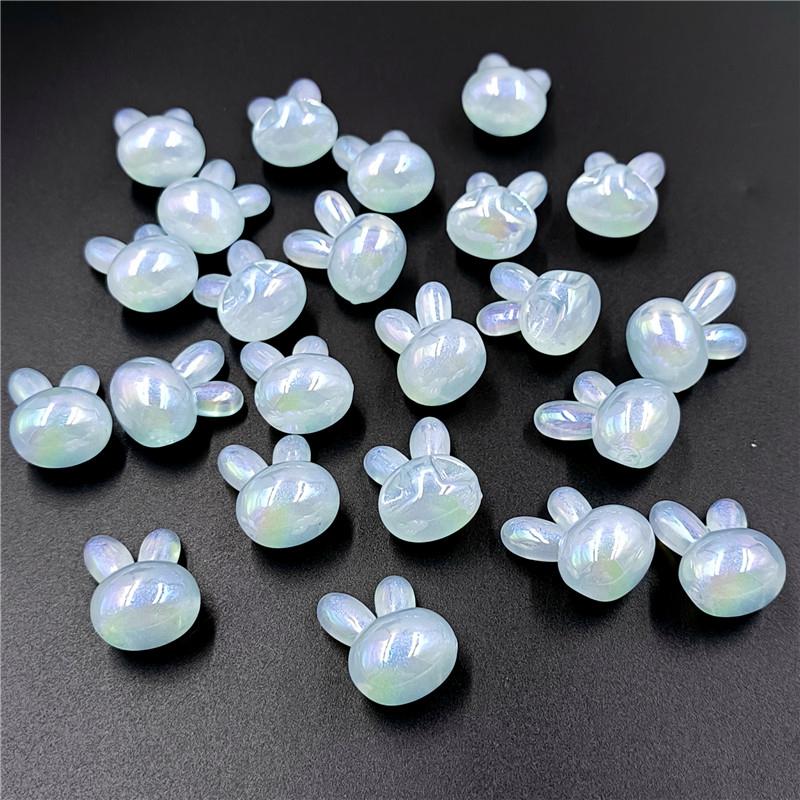 Бусины с УФ-покрытием в виде головы кролика, 5 шт., креативный бисерный материал, отверстие сзади, тонкая вспышка, браслет, ожерелье, ювелирные изделия, аксессуары, бусины