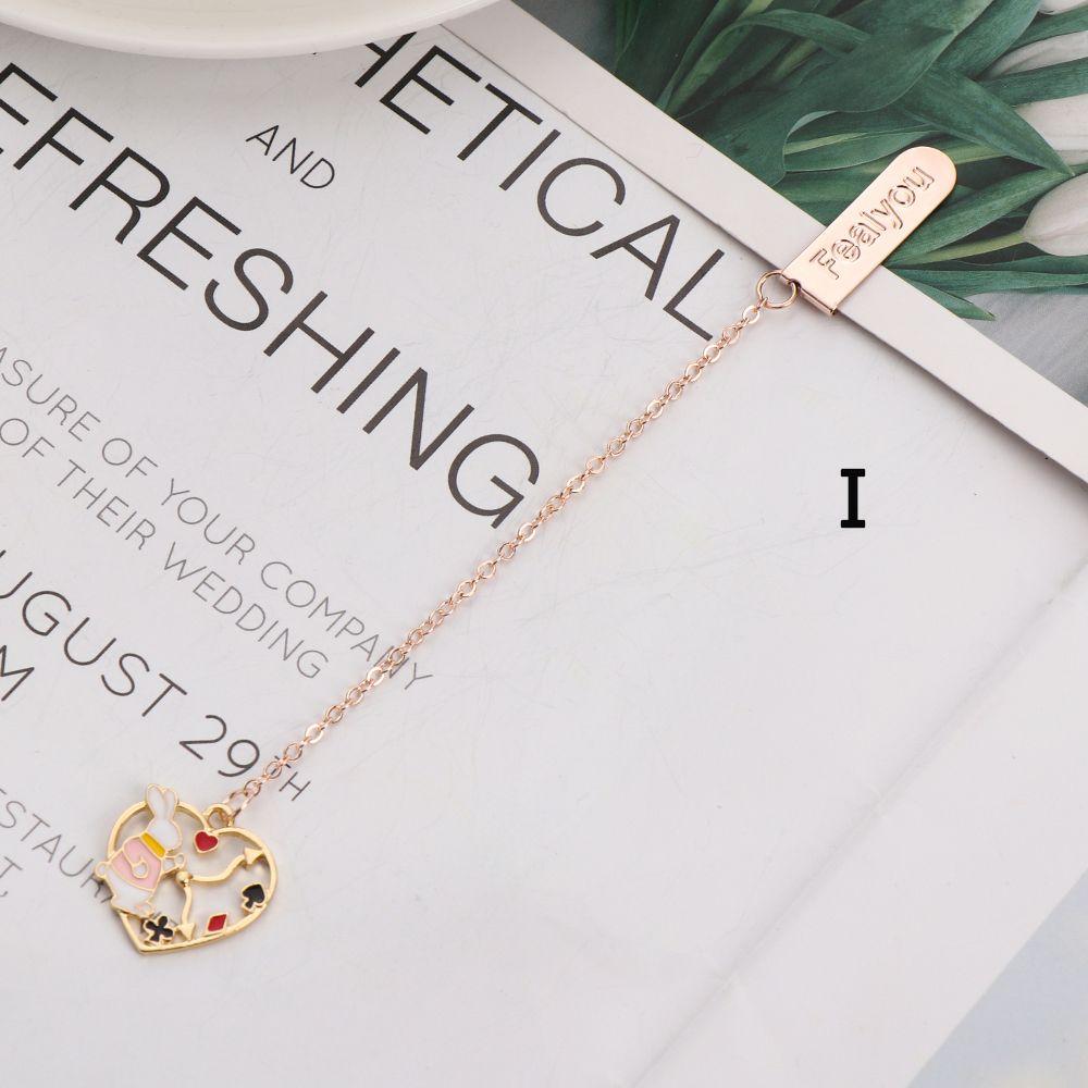 Creative Book Clip Cartoon Character Pagination Mark Bookmarks Peach Heart Pendant Metal