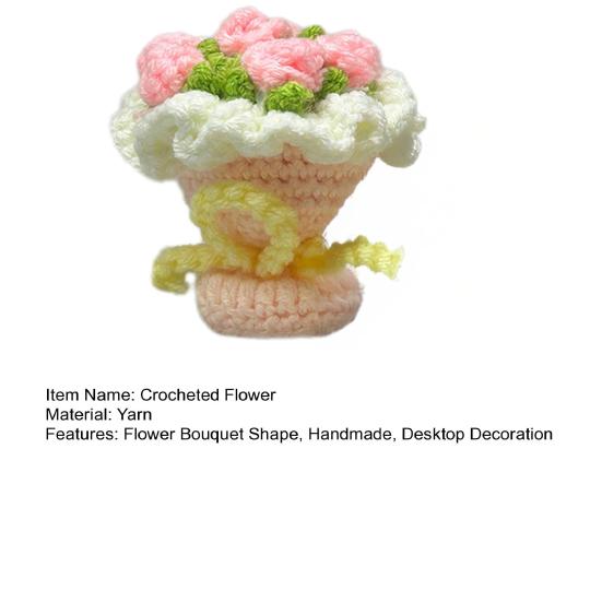 Yousheng Вязаный крючком букет роз ручной работы, вязаный цветочный орнамент, готовый, ручной вязки, цветочная композиция для стола