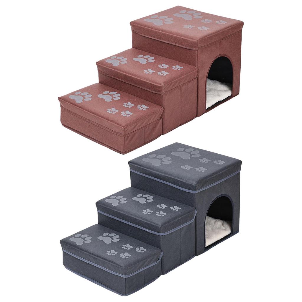 Foldable Pet Stairs 3 Steps Dog Steps Condo Pet Ladder Cat Stairs Ladder for High Bed Couch Window Sill Dog Stairs Ladder
