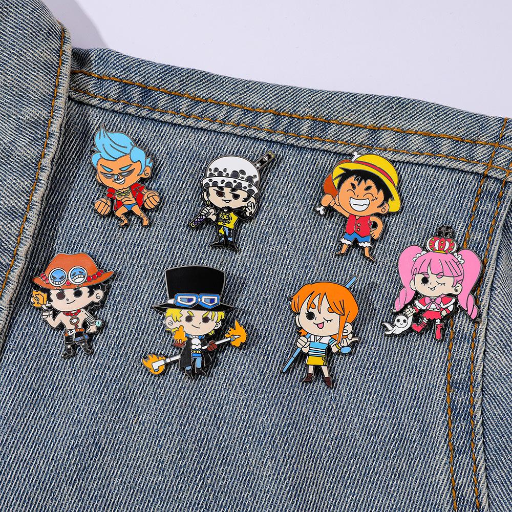 Японский мультфильм АНИМЕ ONE PIECE металлический значок Луффи Эйс Морской Король эмаль эмалевая брошь брошь