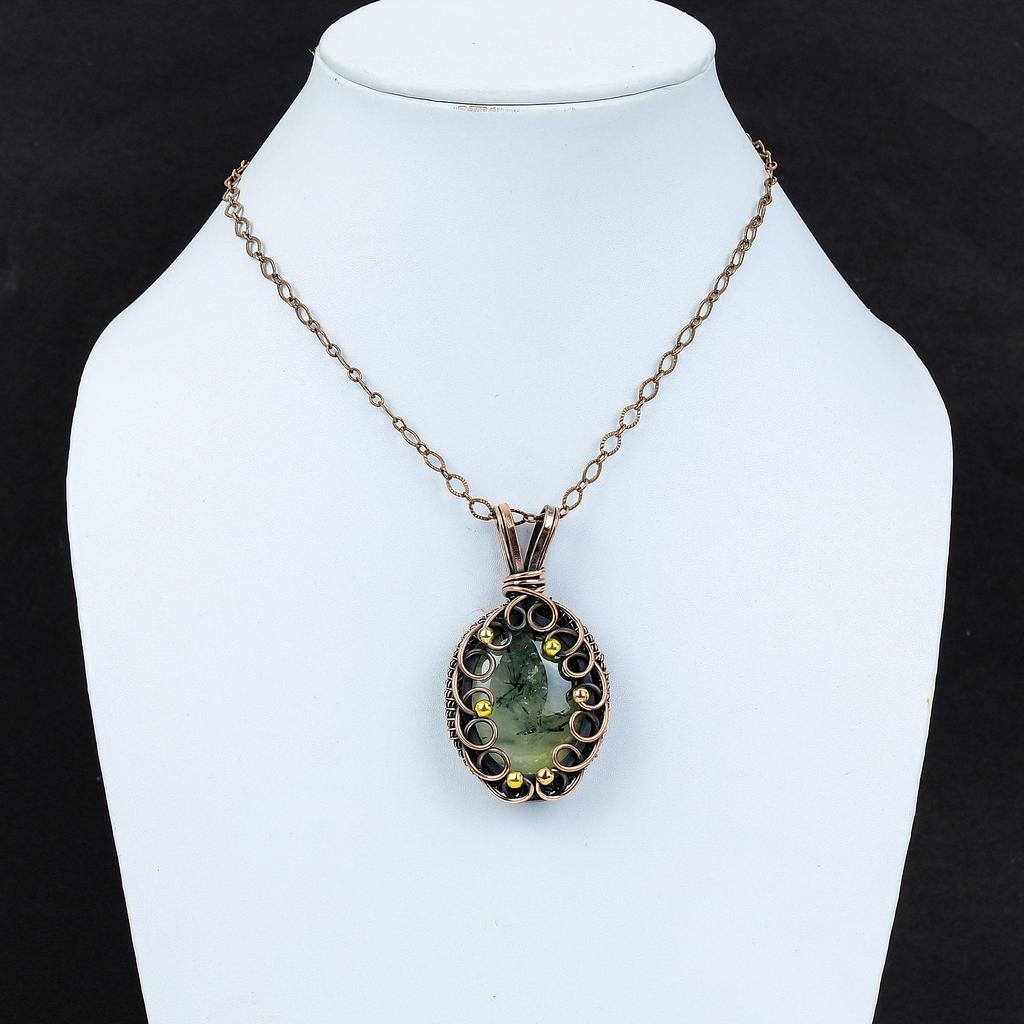 Медная проволока драгоценной камня прехнита чистая обернутая шкентелем ювелирных изделий ручной работы для подарка