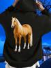 And Palomino Quarter Horse Ed Crew Street Style for Outings250g Heavyweight Pullover with Pocket Adjustable Drawstring for Unisex