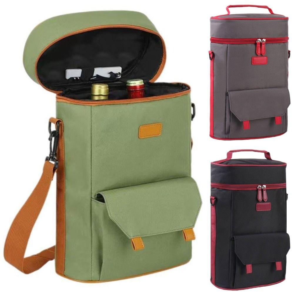 Portable Wine Tote Bag Two-bottle Camping Organizer Wine Bottle Shoulder Bag Outdoor Camping