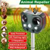 Solar Powered Waterproof PIR Ultrasonic Animal Pest Repeller Repellent with Flashing LED Light Alarm Sound for Repelling Dogs Deer Cat Birds Mouse