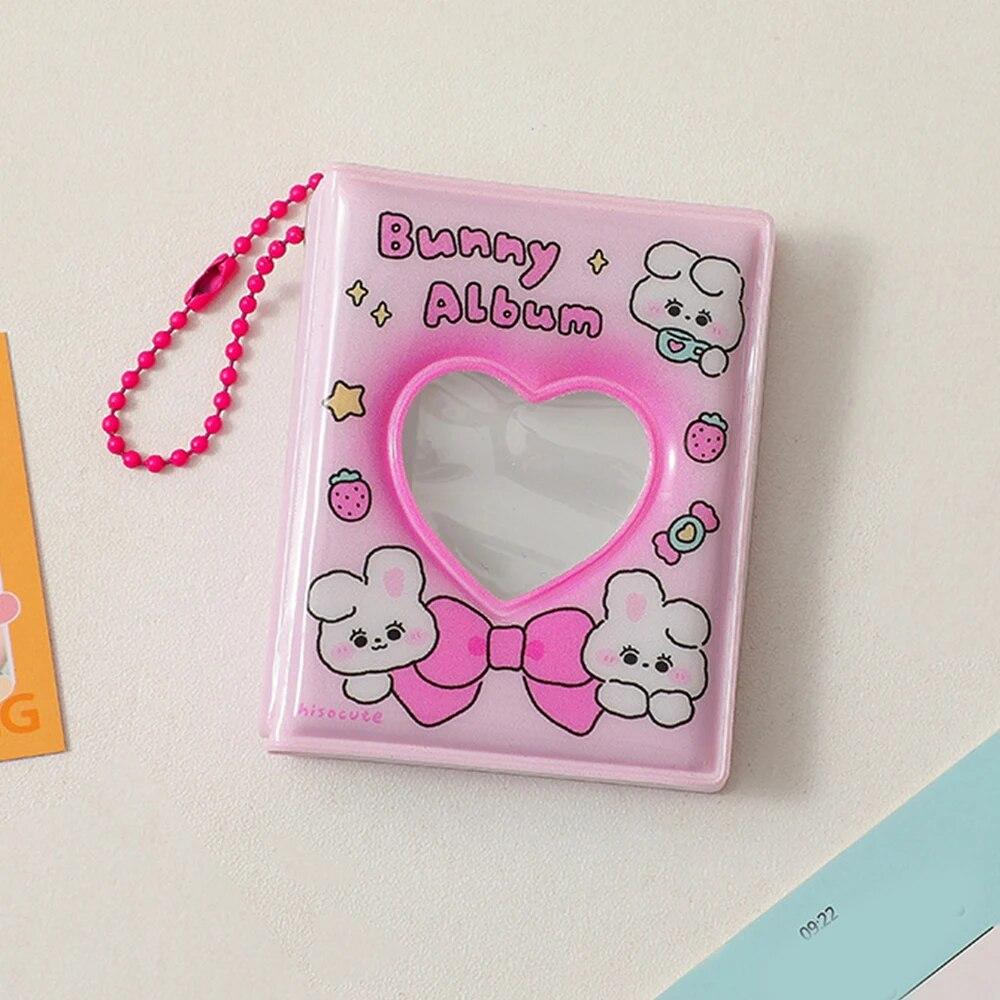 2 Inch 16 Pockets Small Photo Album Korean Cartoon Photos Collect Book Card Holder With Keychain Mini Card Bag Photocard Holder