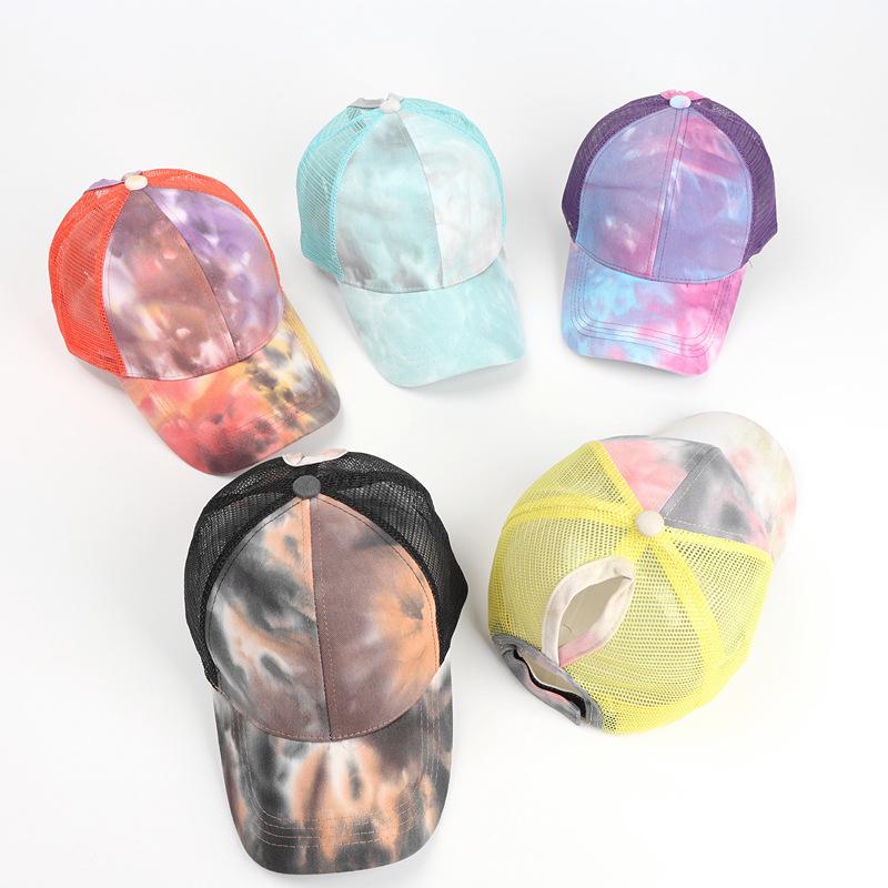 Унисекс бейсболка с tie-dye и сеткой для хвоста, защита от солнца для длинных волос