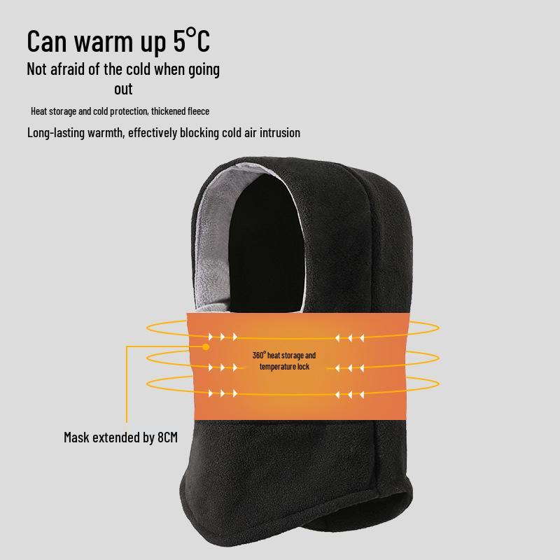 Warm Fleece Hooded Scarf & Hat for Winter Cycling and Skiing