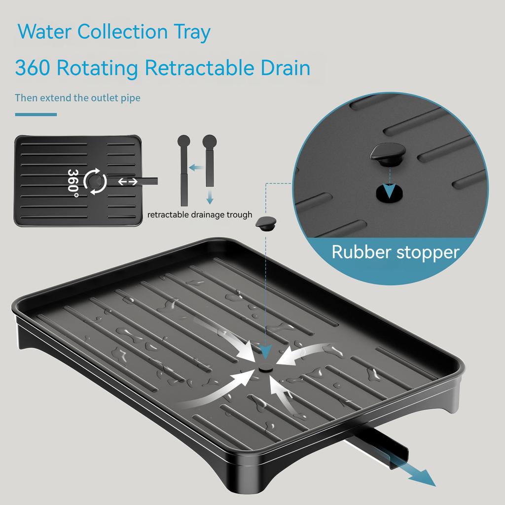 Двухуровневая сушилка для посуды с поддоном для сбора капель, экономия места на кухонной мойке, органайзер для кухонной стойки, сушилка для посуды