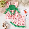 Summer Children's Casual Set with Sweet Watermelon Print Short-sleeved Top and Shorts