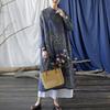Johnature Women Print Floral Vintage Dress Stand Button Bat Sleeve Robes  Autumn Ramie Chinese Style A-Line Dresses
