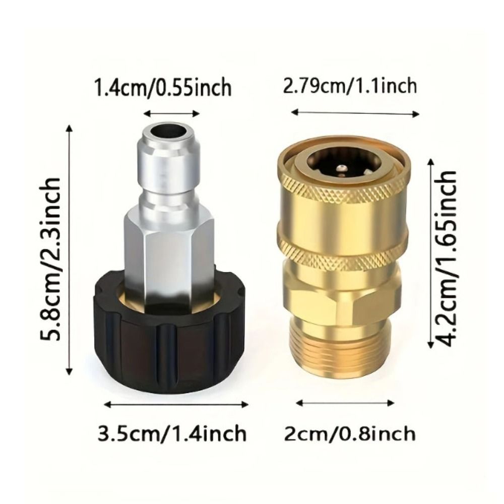 2pcs Quick Connection Pressure Washer Adapter Set Pressure Washer Connector Car Wash