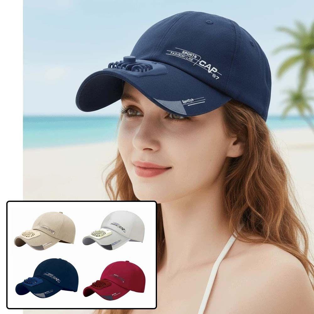 Adjustable Baseball Cap with Fan Portable Anti-collapse Cooling Peaked Cap Summer