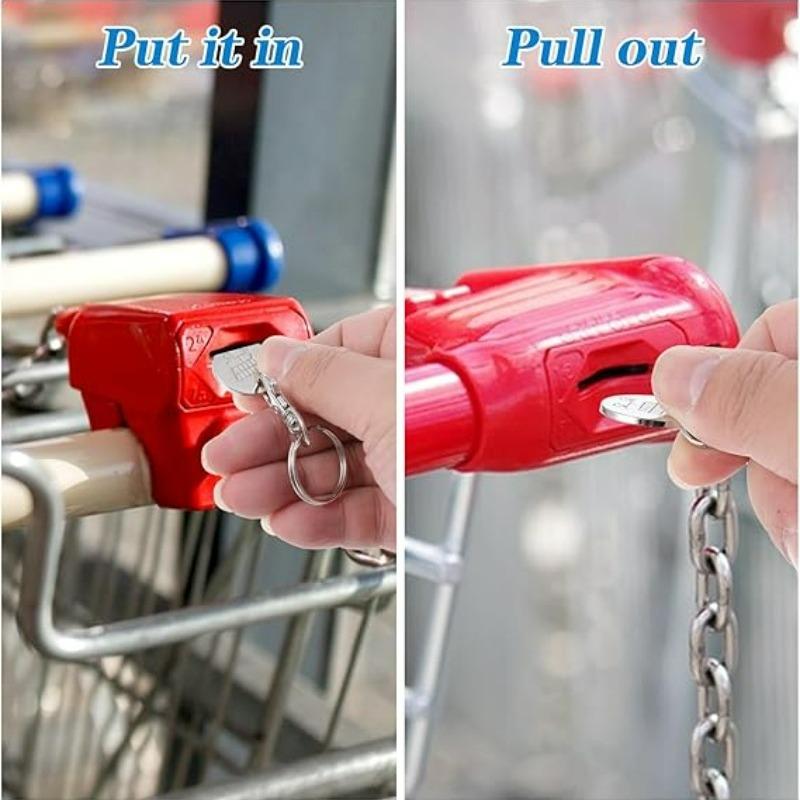 1/6Pcs Trolley Tokens Keychains Universal Small Metal Stainless Steel Portable Shopping Cart Tokens Key Ring Ornament Decoration