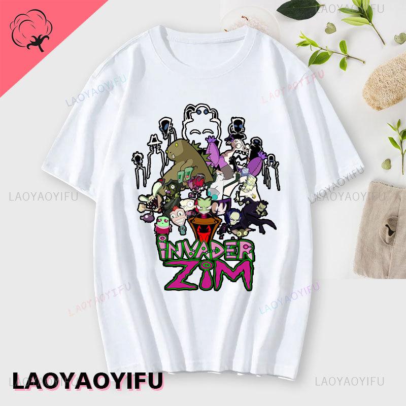 Аниме Invader Zim Invader Gir Graphic Tshirt Zim Image Cartoon T Shirt Unisex Unisex Cotton Tee Shirt Fashion Shirt Streetwear Tops Unisex