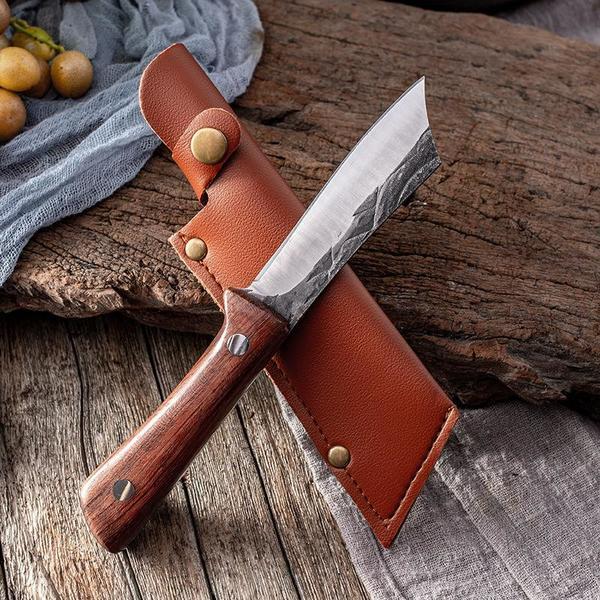 Stainless Steel Meat Cleaver Forged Boning Knife Butcher Knife Chef Knife with Sheath