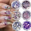 Nail Glitter, Lavender Purple Aurora Opal Sequin Glitter 6-Color Set Nail Glitter