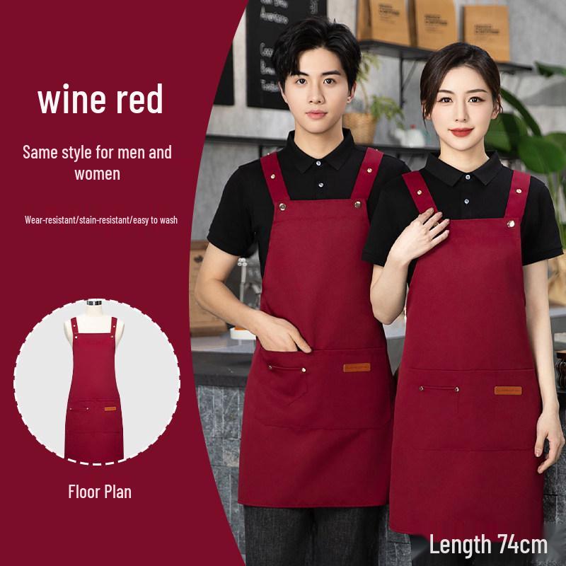Waterproof & Oil-Proof Waist Apron with Logo for Coffee Shop, Milk Tea Restaurant, and Catering Waiters - Women's Design