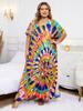 Golden Bohemian Sun Print Kaftan Beach Wear Women's Loose Robe Homewear Light Jacket Swimsuit Cover-up Outfit Kaftan Q1476