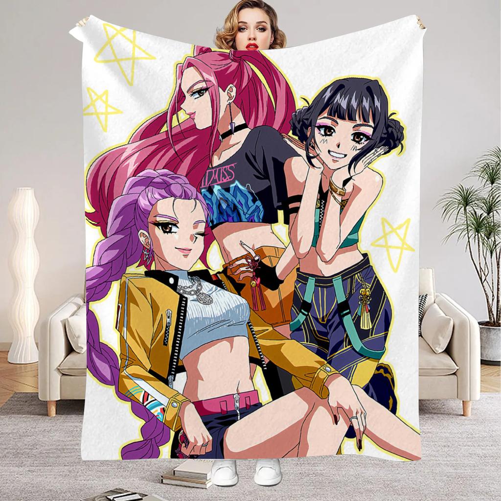 Huntrix Blankets K Pop Demon Hunters Rumi Zoey Mira Soft Warm Throw Blanket Kids Living Room Couch Sofa Bed Christmas Giftsmas