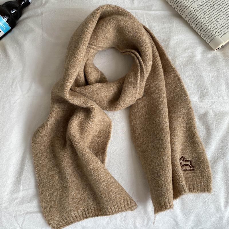 Red Embroidered Wool Scarf Female Rabbit Festive Autumn and Winter Versatile Imitation Cashmere Knitted Shawl
