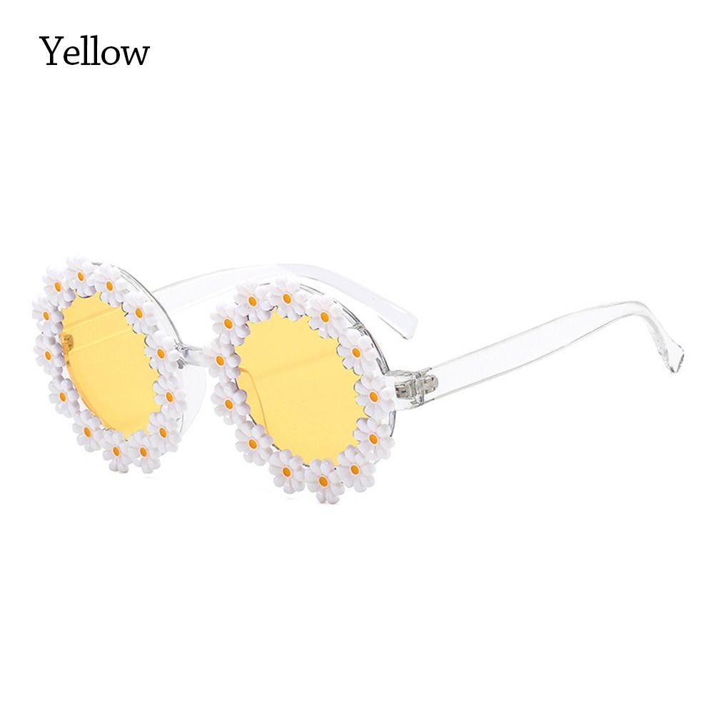 Fashion Disco Party Flower Sun Glasses Round Frame Daisy Sunglasses for Women Shades