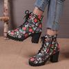 Lucyever Halloween Style Женские сапоги на высоком каблуке Большие размеры Шнуровка Платформа Ботильоны Женские толстые каблуки Короткие сапоги для женщин
