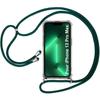 Lanyard Case For iPhone 13 Pro Max (6.7 ") Transparent Reinforced Fine Coin Pouch with Night Green Drawstring