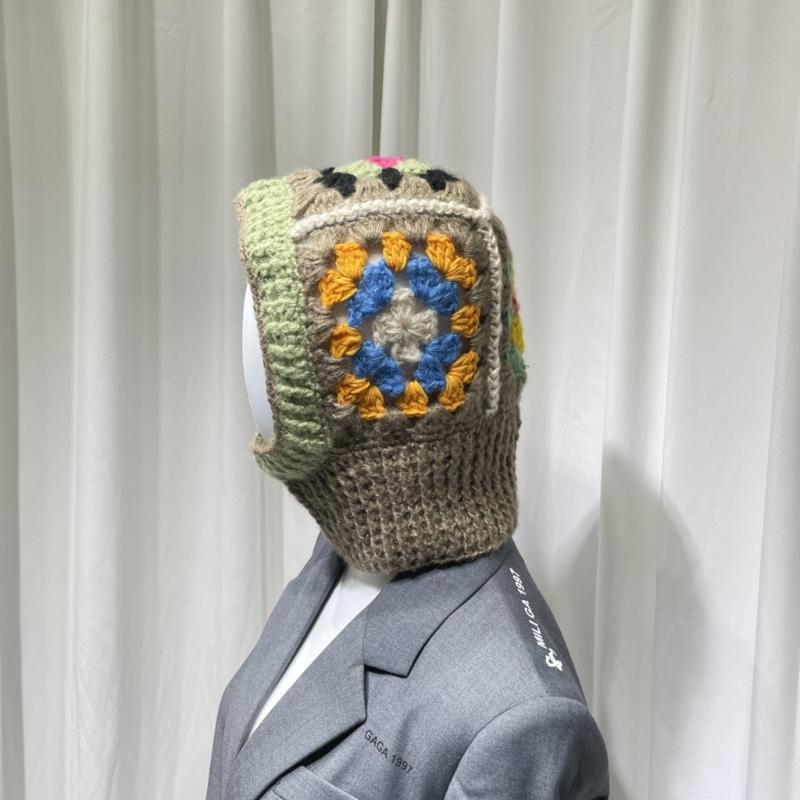 Вязаная балаклава с цветочным узором для студентов, взрослых, ветрозащитная зимняя шапка, шапка для защиты шеи, подростковая шапка для тепла, шапка для велоспорта