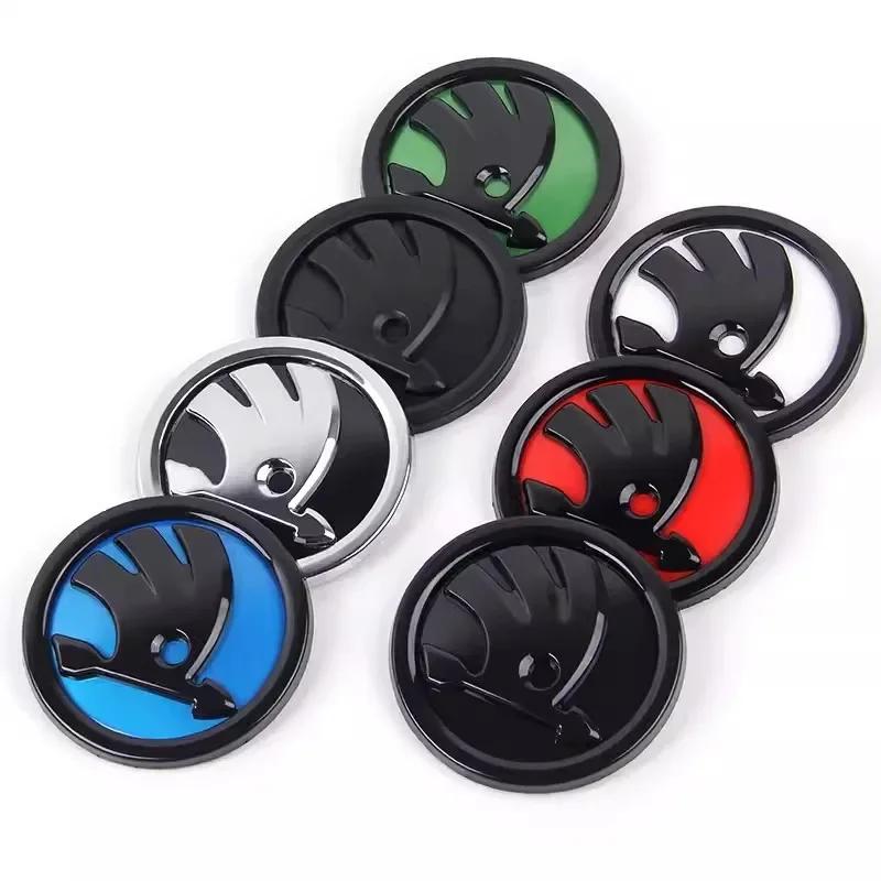 REKP5 Car Emblem Badge Front Hood Trunk Sticker Decoration For Skoda Octavia Rapid Kodiaq Karoq Enyaq RS Yeti Scala Fabia Kamiq Superb