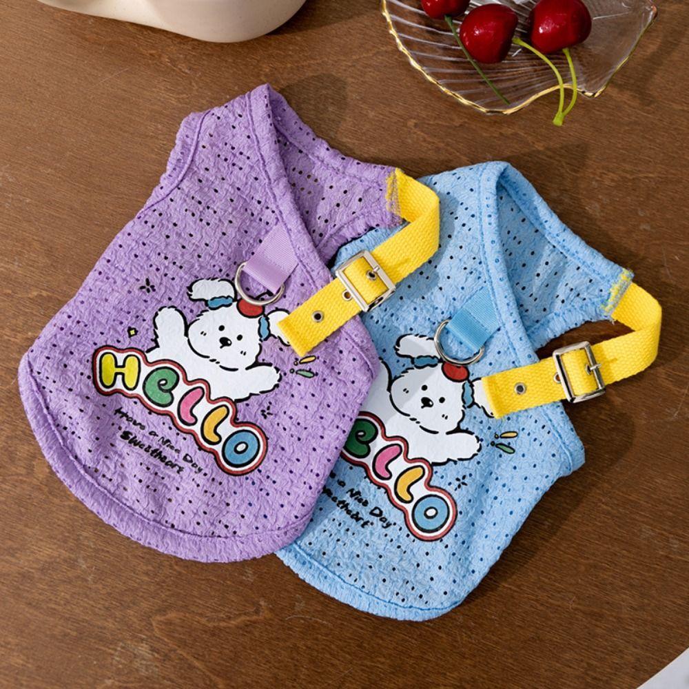 Мультяшный жилет для собаки, дышащая одежда для щенка, товары для питомцев, тонкая футболка для собаки, кошки