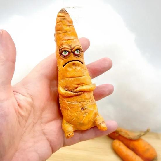 Cranky Carrot Figurine Cartoon Broccoli Celery Vegetable Resin Statue Sculpture Home Office Bookshelf Desktop Decoration