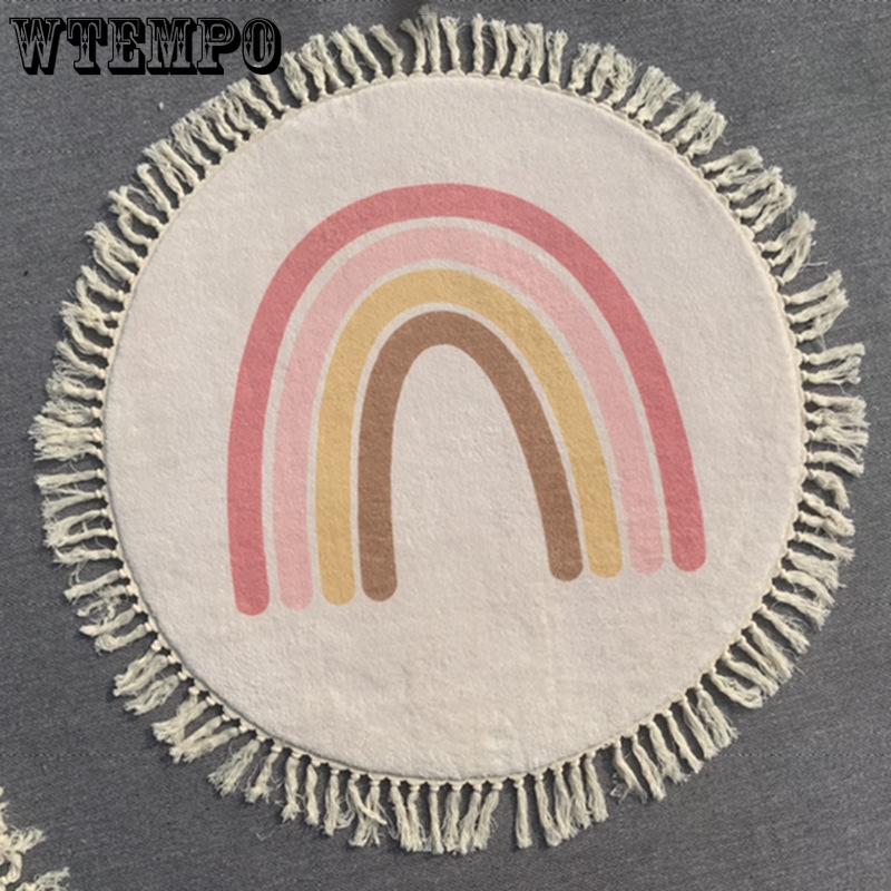 Круглый ковер с кисточками Винтажный ковер для детской комнаты Детская комната Гардеробная ковер у кровати