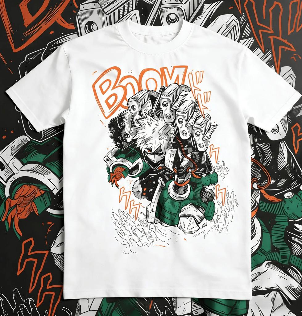 My Hero Academia Bakugo Katsuki Explosion Combat Manga Oversized Anime Streetwear Unisex Casual Black T-Shirt